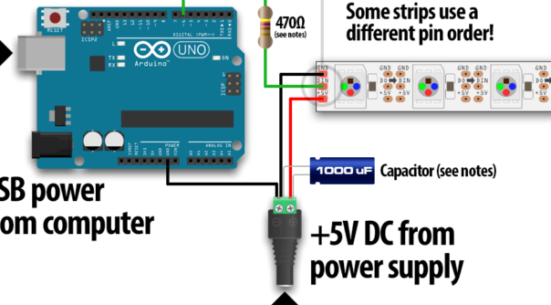 Arduino と NeoPixel で光のアートを創造！：接続方法とプログラミング例