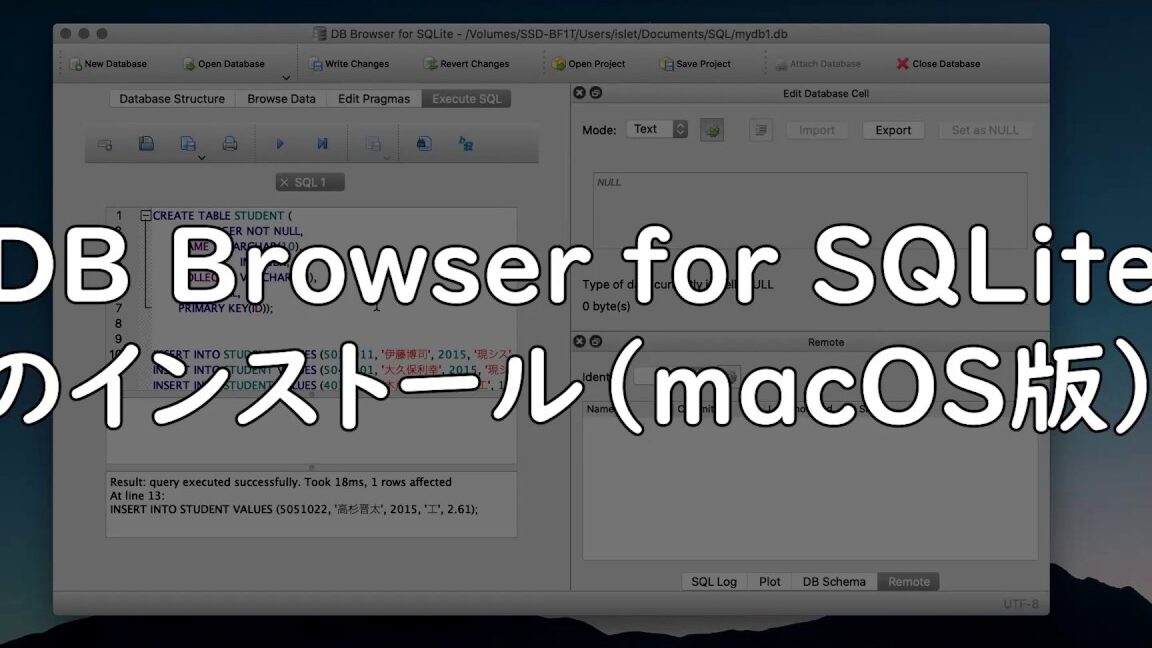 MacOSで簡単データベース操作! DB Browser for SQLiteの使い方 22 MacOSで簡単データベース操作! DB Browser for SQLiteの使い方