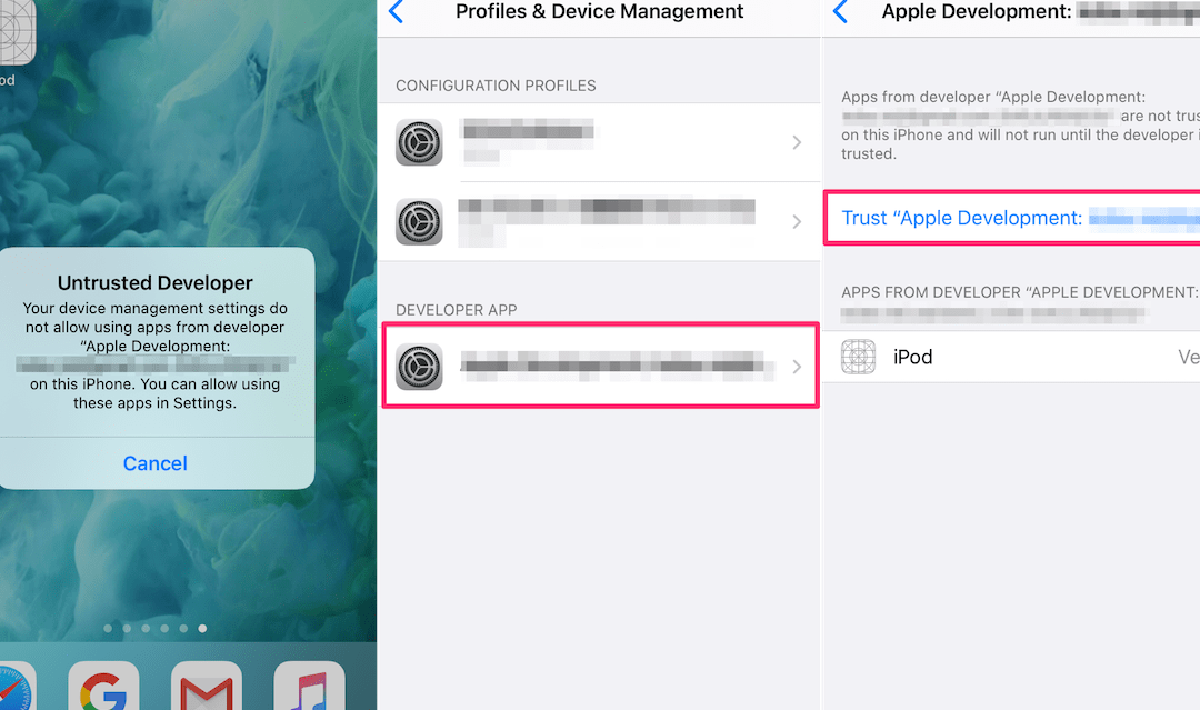 Xcodeアプリインストール時の「信頼されていないデベロッパ」エラー